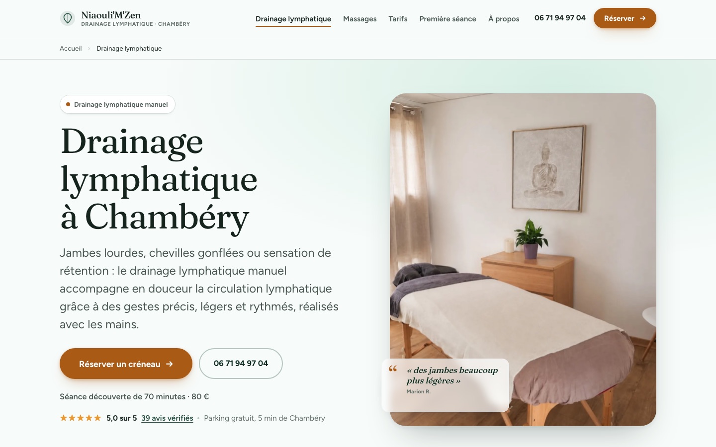Aperçu du site Niaouli'M'Zen